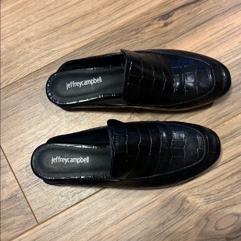 Jeffrey Campbell Black Snakeskin Flats